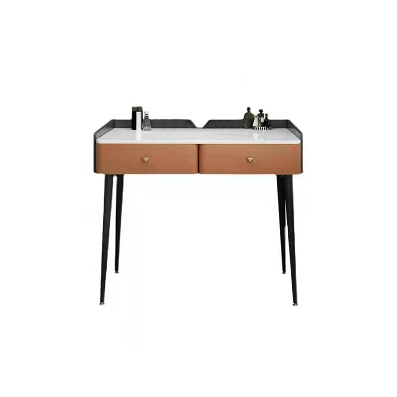 Vanity Stone Makeup Dressing Table Stool Set with 2 Drawers - 31.1" H Clearhalo 'Bedroom Furniture' 'furn' 'furn_makeup_vanities' 'Furniture' 'Makeup Vanities' 'makeup_vanities' 5995952