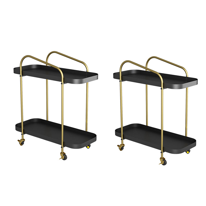 25.2" Tall Rectangle Tray Top Side Table Iron Sled Base End Table with Shelf