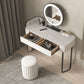 Modern Simple 2-Drawer Vanity Table Stone Top Dressing Table in White with Stool