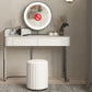 Modern Simple 2-Drawer Vanity Table Stone Top Dressing Table in White with Stool