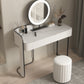 Modern Simple 2-Drawer Vanity Table Stone Top Dressing Table in White with Stool
