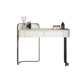 Modern Simple 2-Drawer Vanity Table Stone Top Dressing Table in White with Stool