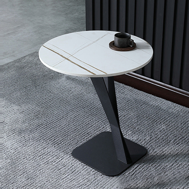 20.47" Tall Contemporary Style Side End Table Metal Pedestal Round Sofa Side Accent Table