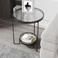 Modern 23.62" Tall Iron Frame End Table Round Glass Top Side Table with Shelf
