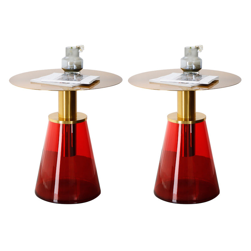25.2" Tall Contemporary Style Side End Table Glass Pedestal Round Sofa Side Accent Table Red 2 Clearhalo 'Coffee & Accent Tables' 'End & Side Tables' 'end_side_tables' 'furn' 'furn_end_side_tables' 'Furniture' 'Living Room Furniture' 5996131