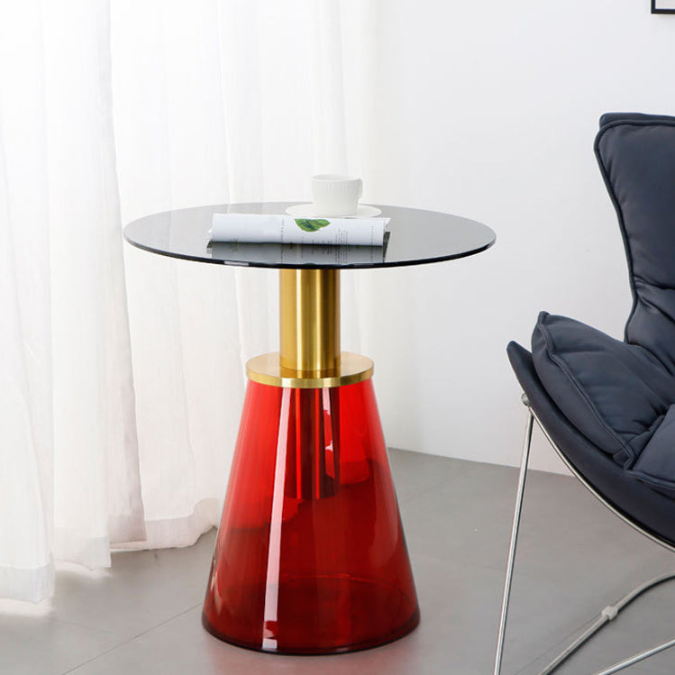 25.2" Tall Contemporary Style Side End Table Glass Pedestal Round Sofa Side Accent Table Black-Red 1 Clearhalo 'Coffee & Accent Tables' 'End & Side Tables' 'end_side_tables' 'furn' 'furn_end_side_tables' 'Furniture' 'Living Room Furniture' 5996132