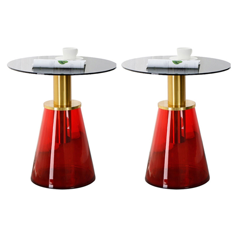 25.2" Tall Contemporary Style Side End Table Glass Pedestal Round Sofa Side Accent Table Black-Red 2 Clearhalo 'Coffee & Accent Tables' 'End & Side Tables' 'end_side_tables' 'furn' 'furn_end_side_tables' 'Furniture' 'Living Room Furniture' 5996133
