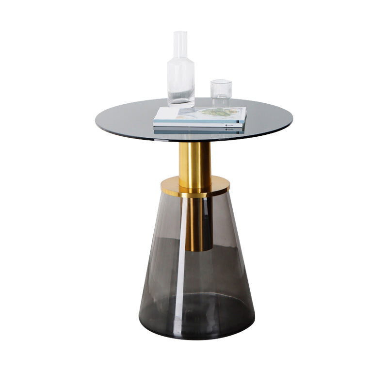 25.2" Tall Contemporary Style Side End Table Glass Pedestal Round Sofa Side Accent Table Clearhalo 'Coffee & Accent Tables' 'End & Side Tables' 'end_side_tables' 'furn' 'furn_end_side_tables' 'Furniture' 'Living Room Furniture' 5996136