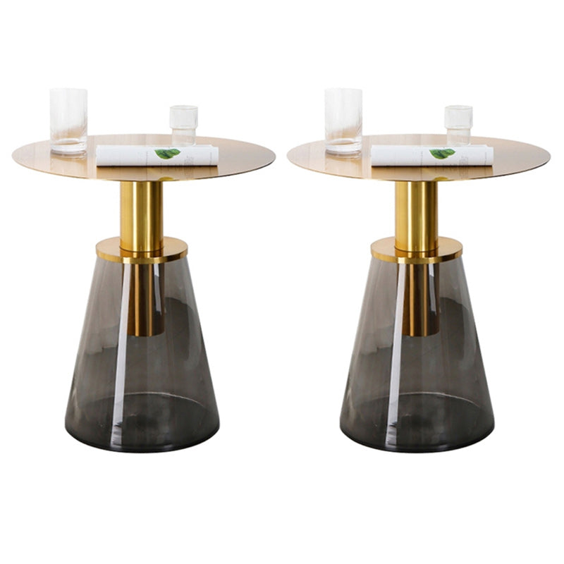 25.2" Tall Contemporary Style Side End Table Glass Pedestal Round Sofa Side Accent Table Gold-Black 2 Clearhalo 'Coffee & Accent Tables' 'End & Side Tables' 'end_side_tables' 'furn' 'furn_end_side_tables' 'Furniture' 'Living Room Furniture' 5996137