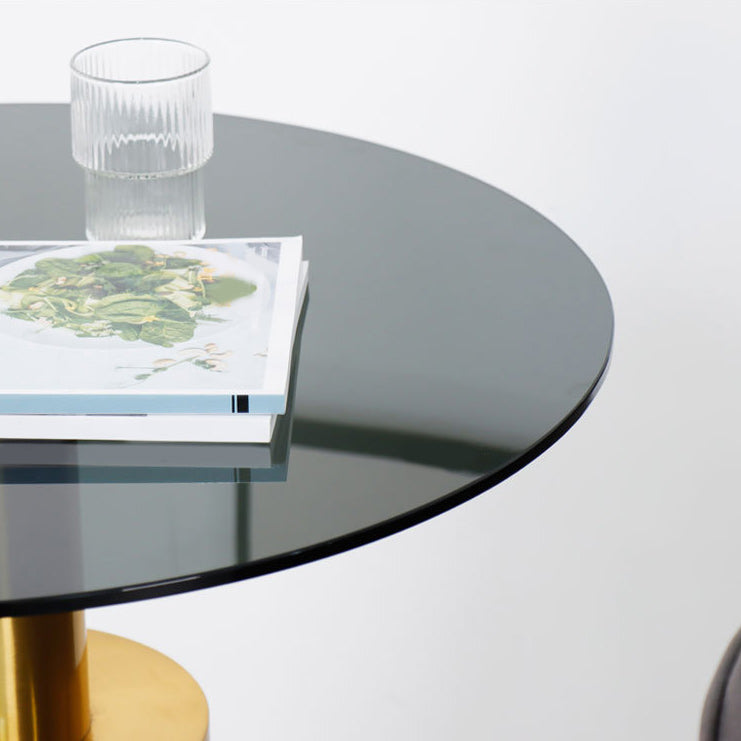 25.2" Tall Contemporary Style Side End Table Glass Pedestal Round Sofa Side Accent Table Clearhalo 'Coffee & Accent Tables' 'End & Side Tables' 'end_side_tables' 'furn' 'furn_end_side_tables' 'Furniture' 'Living Room Furniture' 5996139