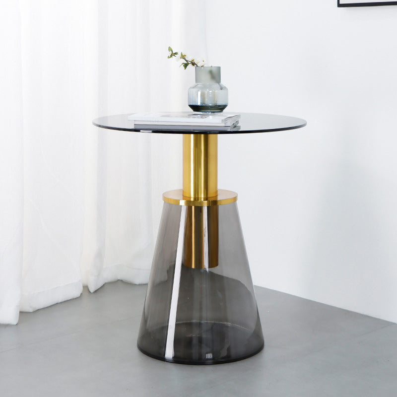 25.2" Tall Contemporary Style Side End Table Glass Pedestal Round Sofa Side Accent Table Clearhalo 'Coffee & Accent Tables' 'End & Side Tables' 'end_side_tables' 'furn' 'furn_end_side_tables' 'Furniture' 'Living Room Furniture' 5996143