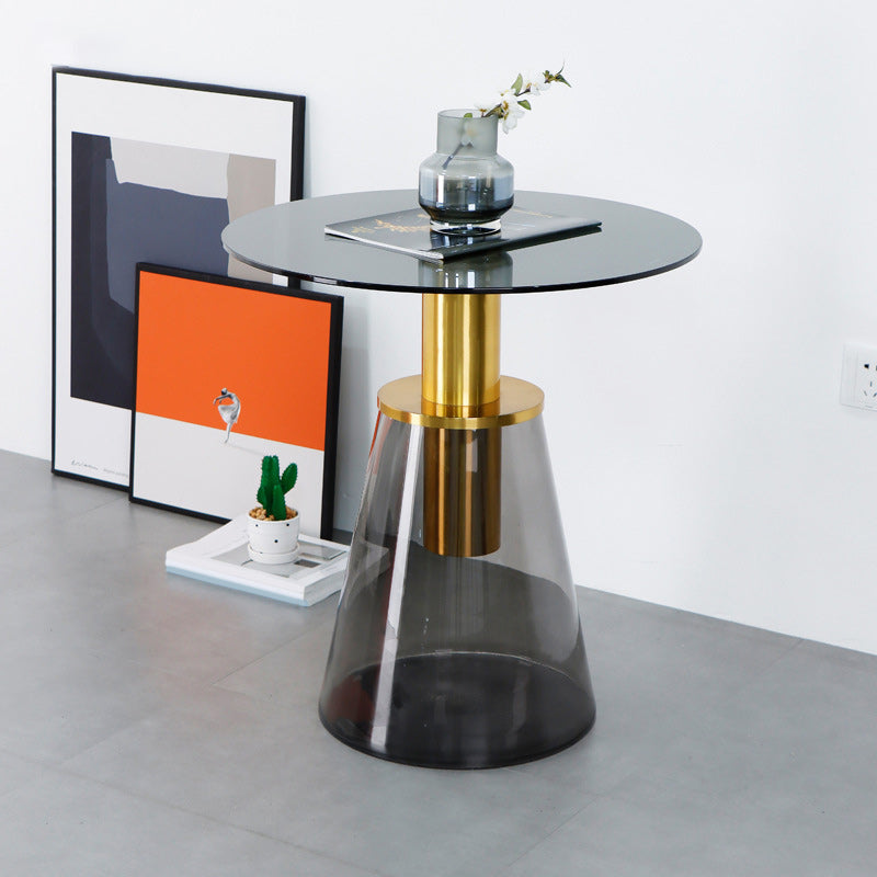 25.2" Tall Contemporary Style Side End Table Glass Pedestal Round Sofa Side Accent Table Clearhalo 'Coffee & Accent Tables' 'End & Side Tables' 'end_side_tables' 'furn' 'furn_end_side_tables' 'Furniture' 'Living Room Furniture' 5996144
