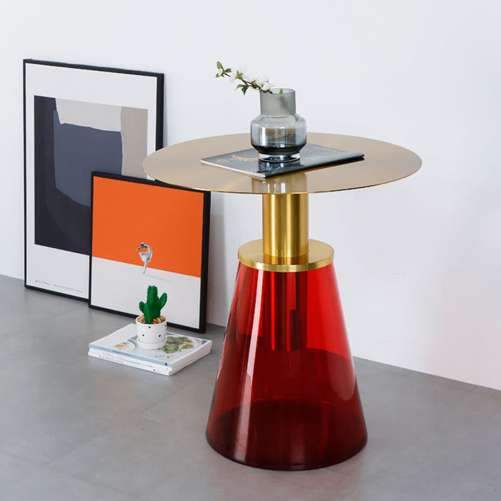 25.2" Tall Contemporary Style Side End Table Glass Pedestal Round Sofa Side Accent Table Clearhalo 'Coffee & Accent Tables' 'End & Side Tables' 'end_side_tables' 'furn' 'furn_end_side_tables' 'Furniture' 'Living Room Furniture' 5996145