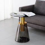 25.2" Tall Contemporary Style Side End Table Glass Pedestal Round Sofa Side Accent Table Clearhalo 'Coffee & Accent Tables' 'End & Side Tables' 'end_side_tables' 'furn' 'furn_end_side_tables' 'Furniture' 'Living Room Furniture' 5996148