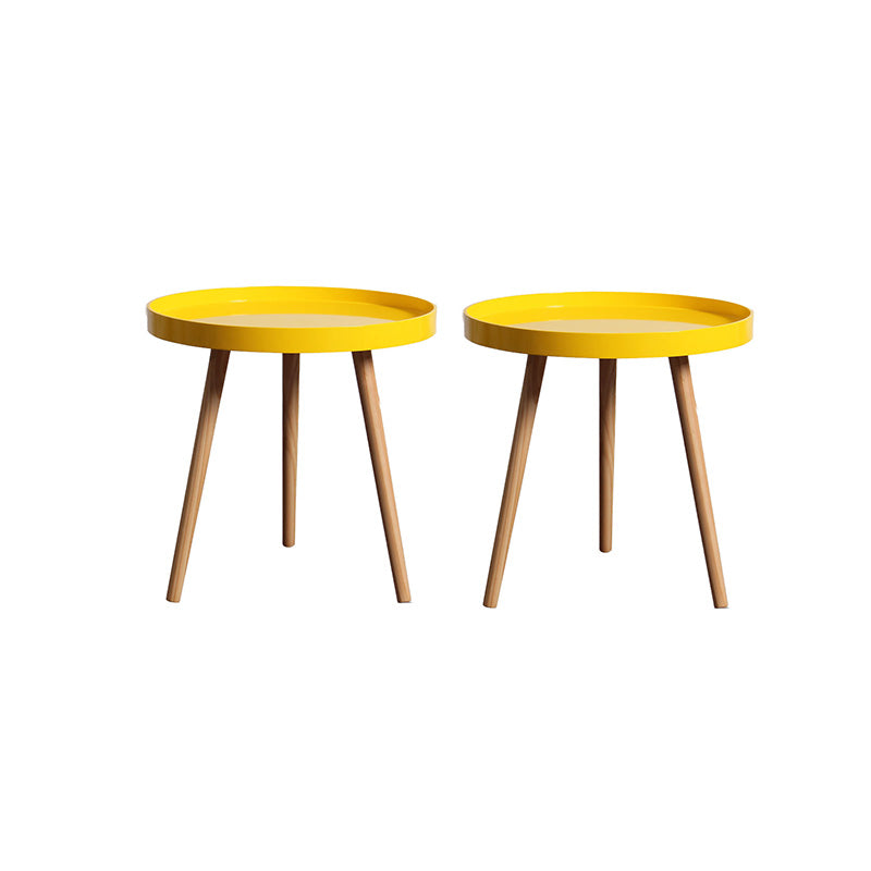 19.69 inch Wide Scandinavian Sofa Side Accent Table Wooden 3 Legs Round Side End Table Yellow 2 Clearhalo 'Coffee & Accent Tables' 'End & Side Tables' 'end_side_tables' 'furn' 'furn_end_side_tables' 'Furniture' 'Living Room Furniture' 5996177