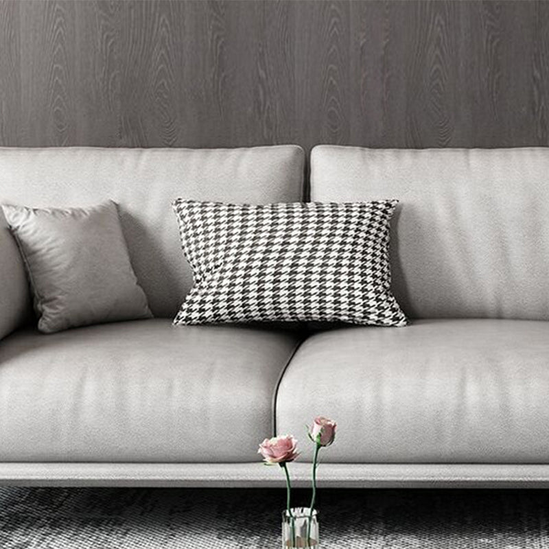 Nordic Square Arm Faux Leather Living Room Pillows Stationary Sofa Chaise