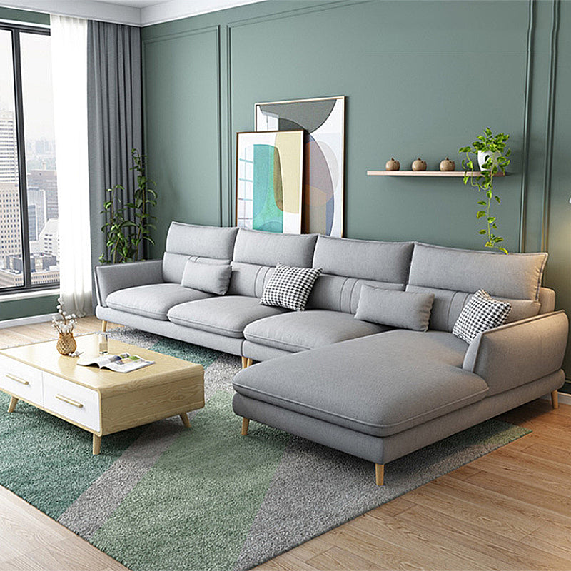 Contemporary Flared Arm Stationary Living Room Cushions Sofa Chaise Light Gray Right Clearhalo 'furn' 'furn_sectionals' 'Furniture' 'Living Room Furniture' 'Sectionals' 5996222
