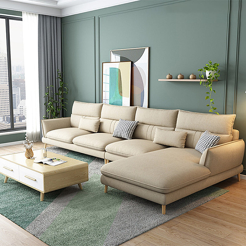 Contemporary Flared Arm Stationary Living Room Cushions Sofa Chaise Beige Right Clearhalo 'furn' 'furn_sectionals' 'Furniture' 'Living Room Furniture' 'Sectionals' 5996223