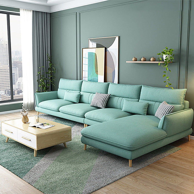 Contemporary Flared Arm Stationary Living Room Cushions Sofa Chaise Green Right Clearhalo 'furn' 'furn_sectionals' 'Furniture' 'Living Room Furniture' 'Sectionals' 5996225
