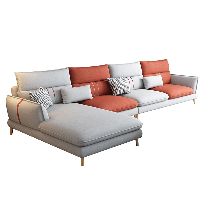 Contemporary Flared Arm Stationary Living Room Cushions Sofa Chaise Clearhalo 'furn' 'furn_sectionals' 'Furniture' 'Living Room Furniture' 'Sectionals' 5996226