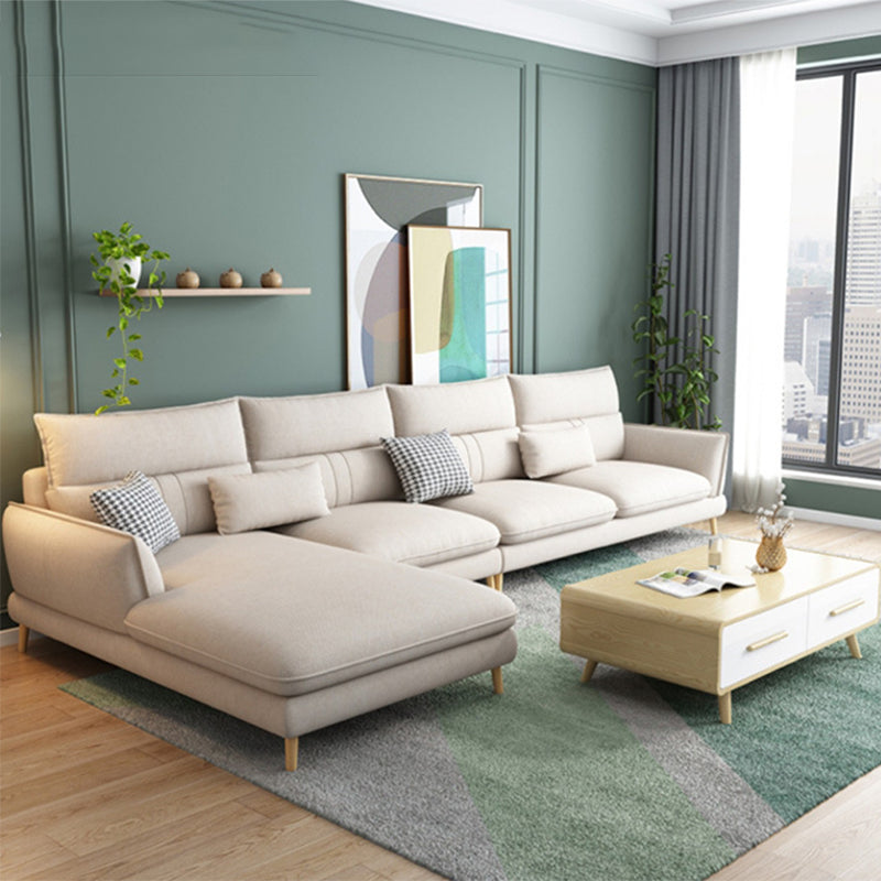 Contemporary Flared Arm Stationary Living Room Cushions Sofa Chaise Off-White Left Clearhalo 'furn' 'furn_sectionals' 'Furniture' 'Living Room Furniture' 'Sectionals' 5996229