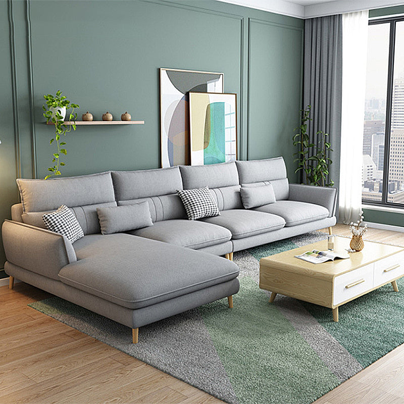 Contemporary Flared Arm Stationary Living Room Cushions Sofa Chaise Light Gray Left Clearhalo 'furn' 'furn_sectionals' 'Furniture' 'Living Room Furniture' 'Sectionals' 5996231