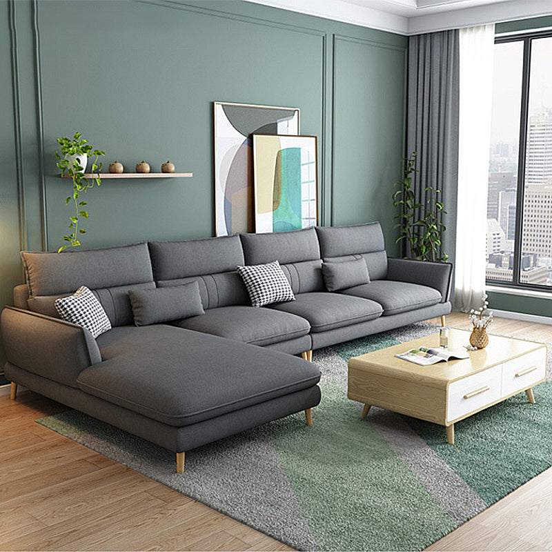 Contemporary Flared Arm Stationary Living Room Cushions Sofa Chaise Dark Gray Left Clearhalo 'furn' 'furn_sectionals' 'Furniture' 'Living Room Furniture' 'Sectionals' 5996233