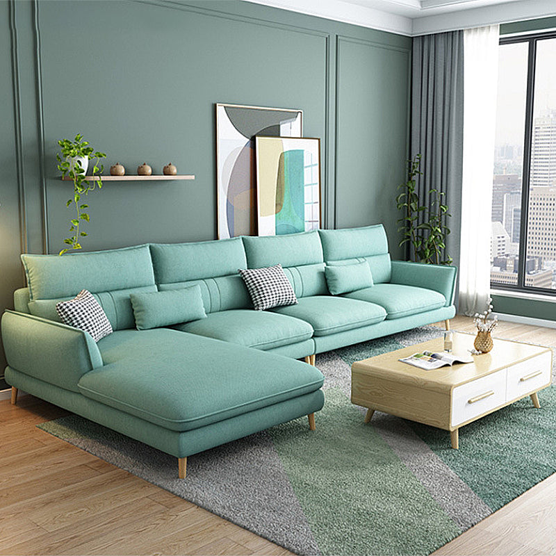 Contemporary Flared Arm Stationary Living Room Cushions Sofa Chaise Green Left Clearhalo 'furn' 'furn_sectionals' 'Furniture' 'Living Room Furniture' 'Sectionals' 5996237