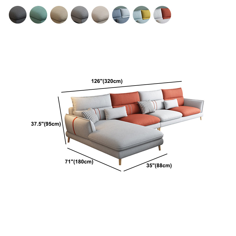 Contemporary Flared Arm Stationary Living Room Cushions Sofa Chaise Clearhalo 'furn' 'furn_sectionals' 'Furniture' 'Living Room Furniture' 'Sectionals' 5996238