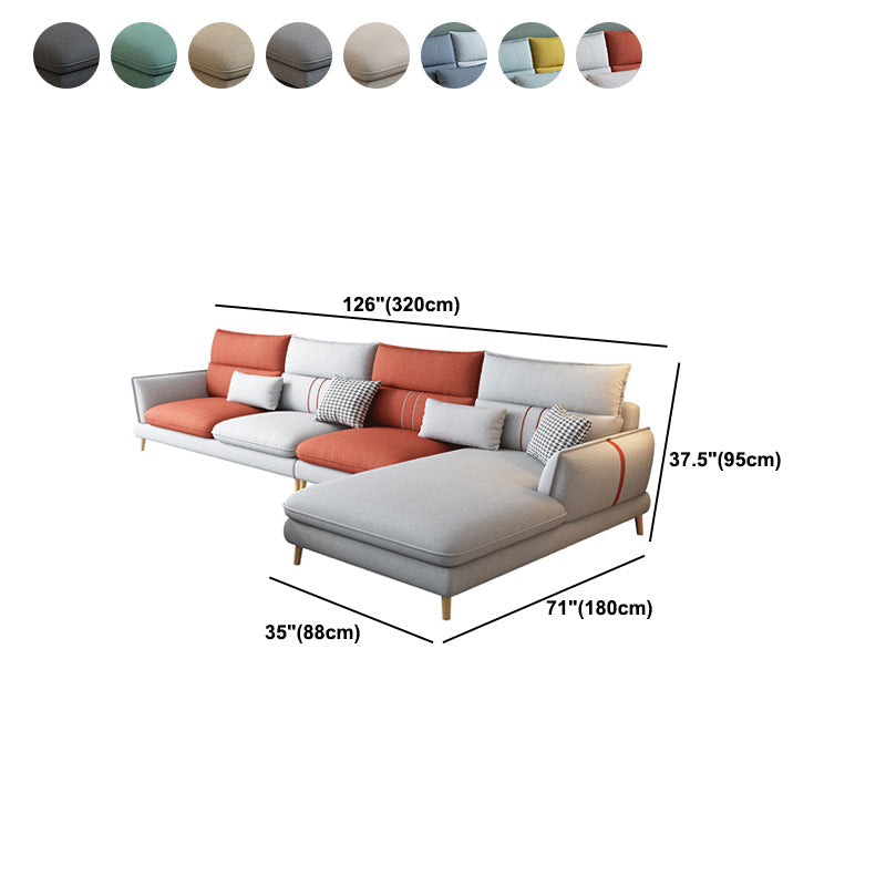 Contemporary Flared Arm Stationary Living Room Cushions Sofa Chaise Clearhalo 'furn' 'furn_sectionals' 'Furniture' 'Living Room Furniture' 'Sectionals' 5996239