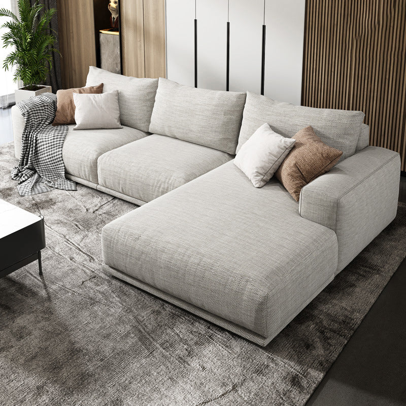 Nordic Stationary Living Room Seating Square Arm Pillows Sofa Chaise