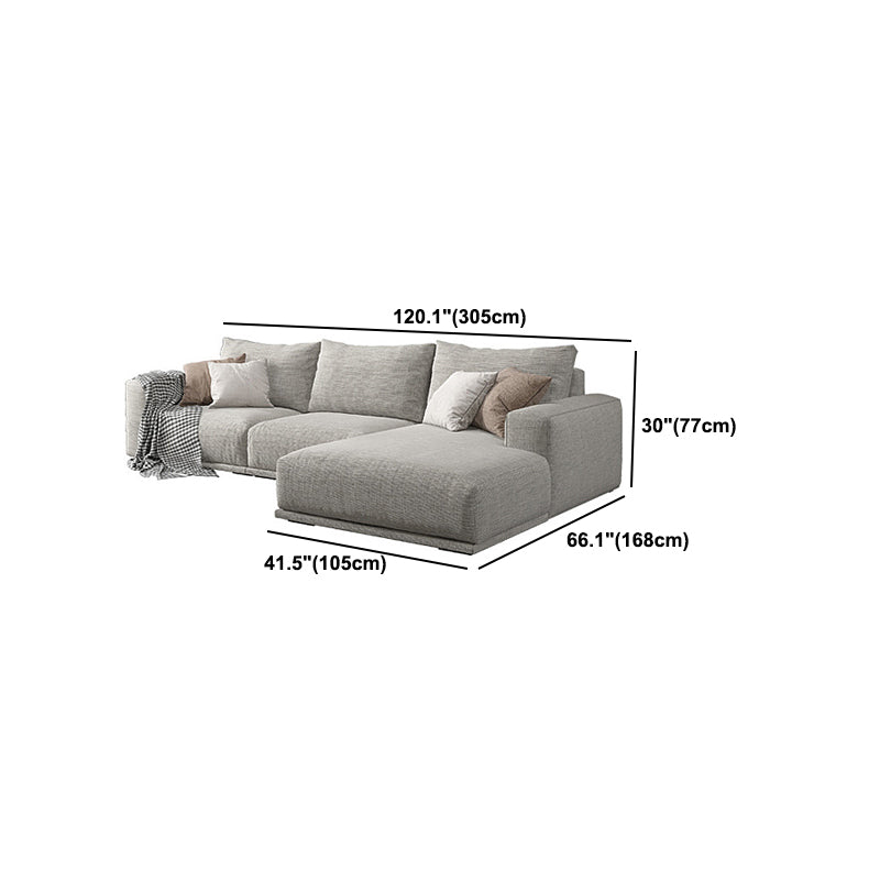 Nordic Stationary Living Room Seating Square Arm Pillows Sofa Chaise