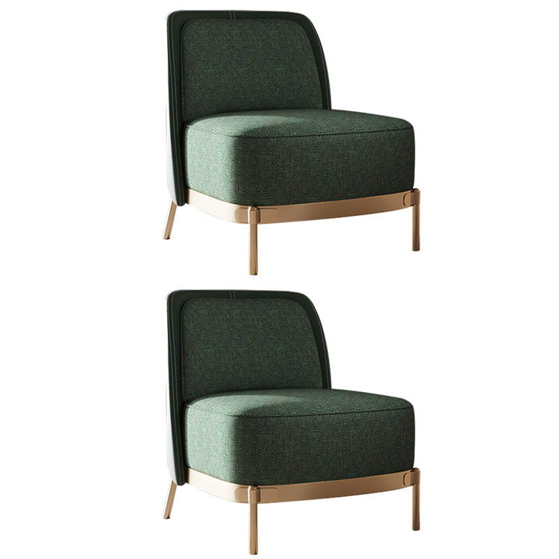 Armless Chair 31.49" Wide Faux Leather and Linen  Chair for Living Room