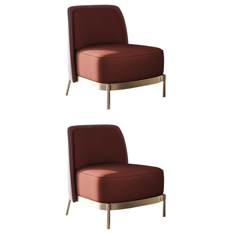 Armless Chair 31.49" Wide Faux Leather and Linen  Chair for Living Room