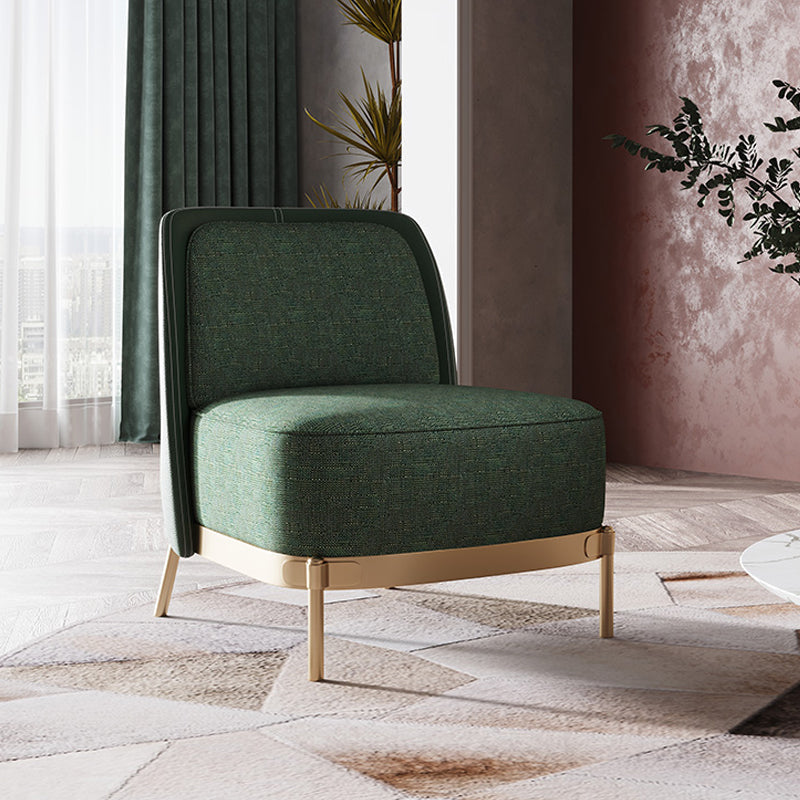 Armless Chair 31.49" Wide Faux Leather and Linen  Chair for Living Room