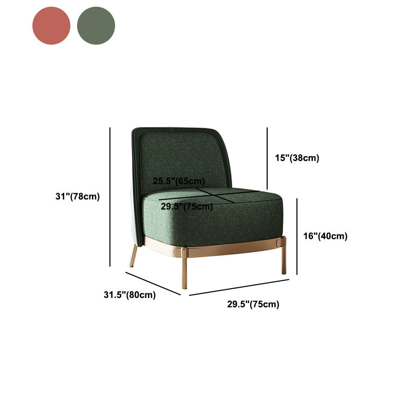 Armless Chair 31.49" Wide Faux Leather and Linen  Chair for Living Room