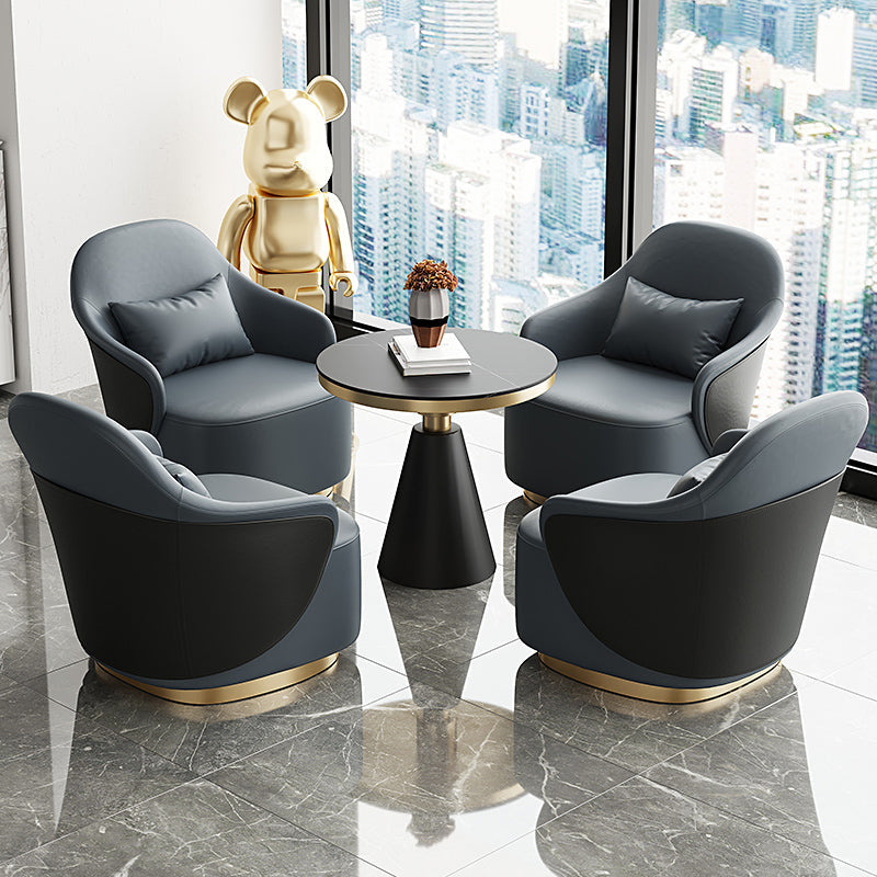 Chaise de bras encastrée 25,59 "bras en faux cuir de largeur inclus chaise avec oreiller en arrière