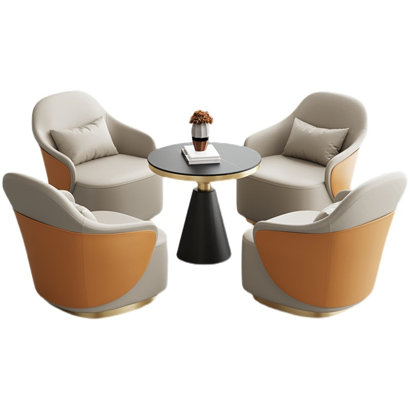 Chaise de bras encastrée 25,59 "bras en faux cuir de largeur inclus chaise avec oreiller en arrière