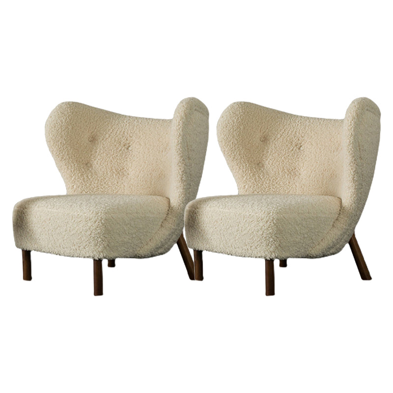 Nordic Armless Pine Basic Four Leg Fixed Back Slipper Accent Chair