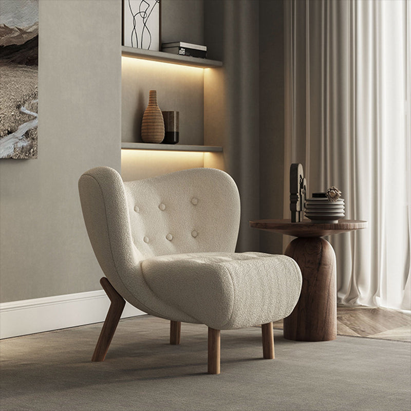 Nordic Armless Pine Basic Four Leg Fixed Back Slipper Accent Chair