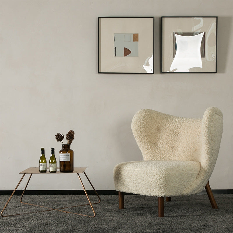 Nordic Armless Pine Basic Four Leg Fixed Back Slipper Accent Chair