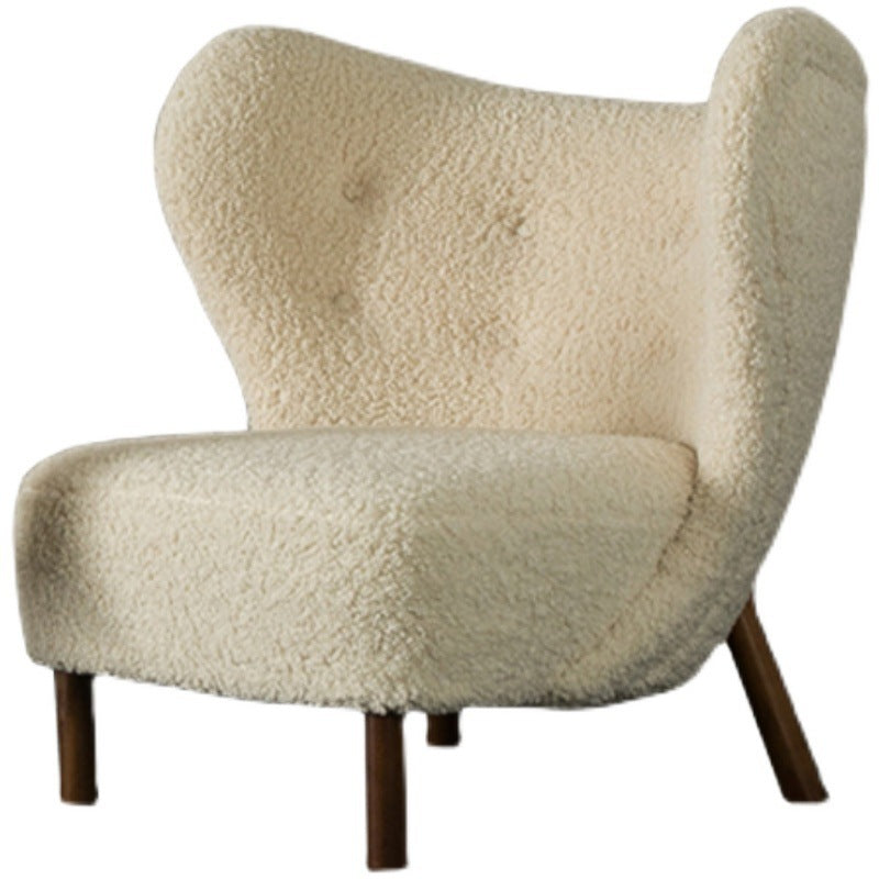 Nordic Armless Pine Basic Four Leg Fixed Back Slipper Accent Chair