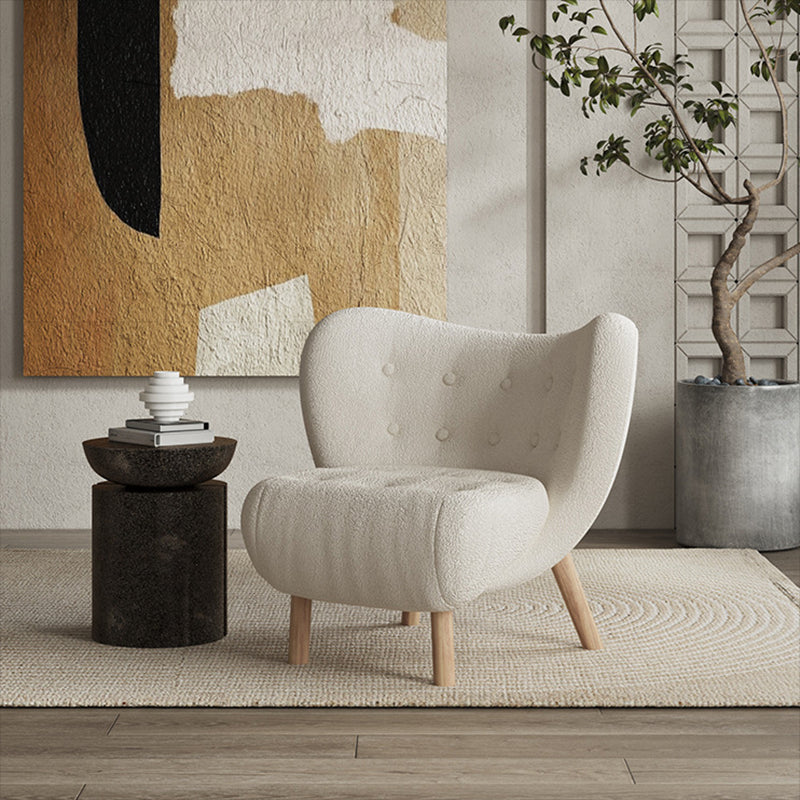 Nordic Armless Pine Basic Four Leg Fixed Back Slipper Accent Chair