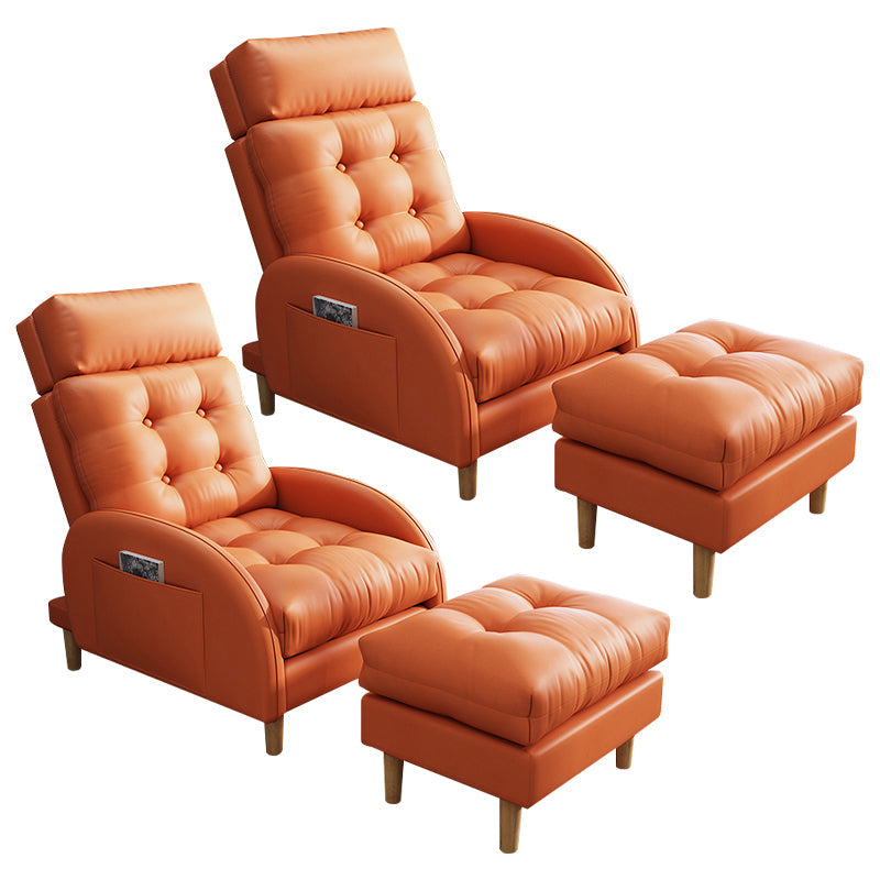 Contemporary Faux Leather Removable Cushions Basic Four Leg Accent Chair