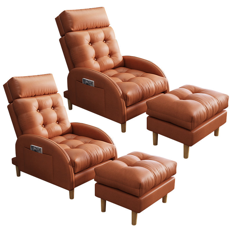 Contemporary Faux Leather Removable Cushions Basic Four Leg Accent Chair