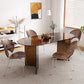 Glass Dining table Modern Oval Dining Table with Double Pedestal