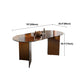 Glass Dining table Modern Oval Dining Table with Double Pedestal