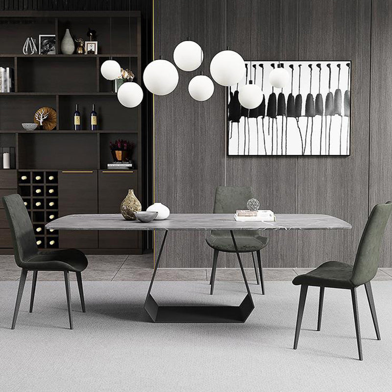 Rectangular Sintered Stone Dining Table Modern Dining Table with Metal Base Gray 55.1"L x 31.5"W x 29.5"H Without Chairs Clearhalo 'Dining Tables & Seating' 'Dining Tables' 'dining_table' 'furn' 'furn_dining_table' 'Furniture' 'Kitchen & Dining Furniture' 5996612