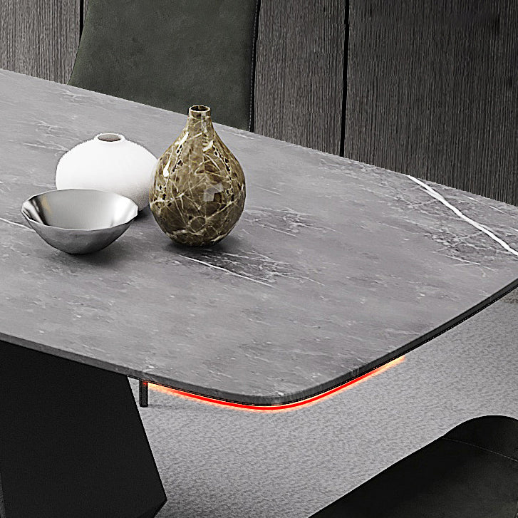 Rectangular Sintered Stone Dining Table Modern Dining Table with Metal Base Clearhalo 'Dining Tables & Seating' 'Dining Tables' 'dining_table' 'furn' 'furn_dining_table' 'Furniture' 'Kitchen & Dining Furniture' 5996616