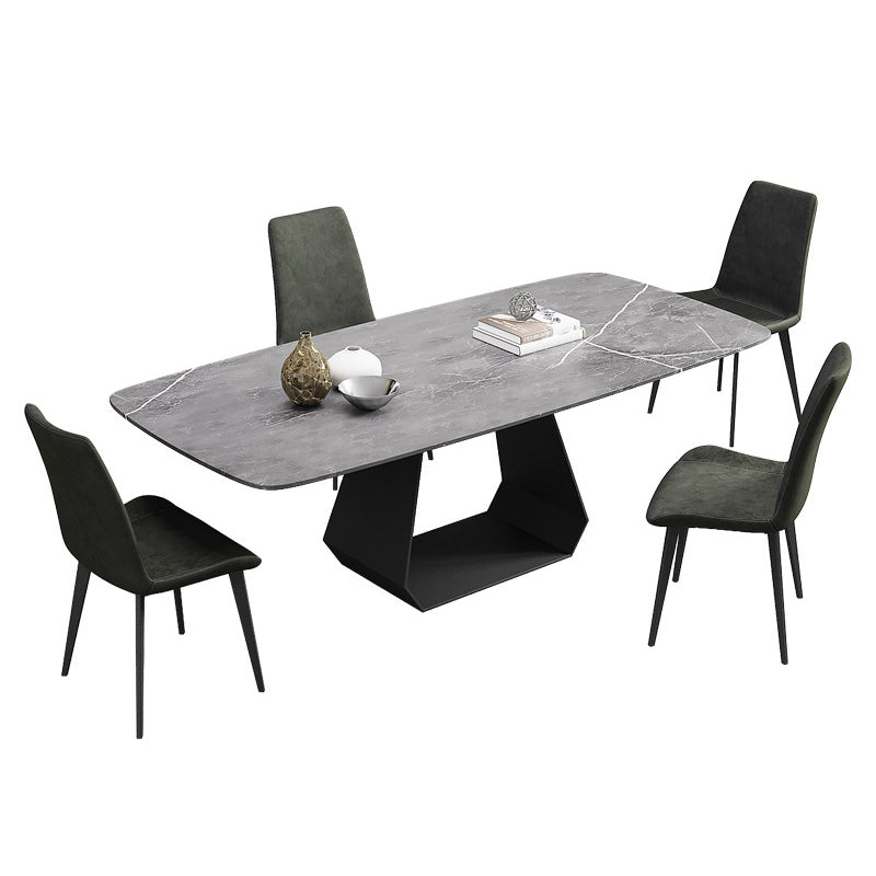 Rectangular Sintered Stone Dining Table Modern Dining Table with Metal Base Clearhalo 'Dining Tables & Seating' 'Dining Tables' 'dining_table' 'furn' 'furn_dining_table' 'Furniture' 'Kitchen & Dining Furniture' 5996620